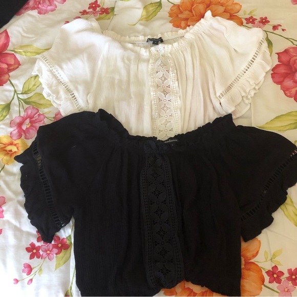 Black off the Shoulder Peasant Crop top NWOT - Renaissance / Western Style - Picture 12 of 12